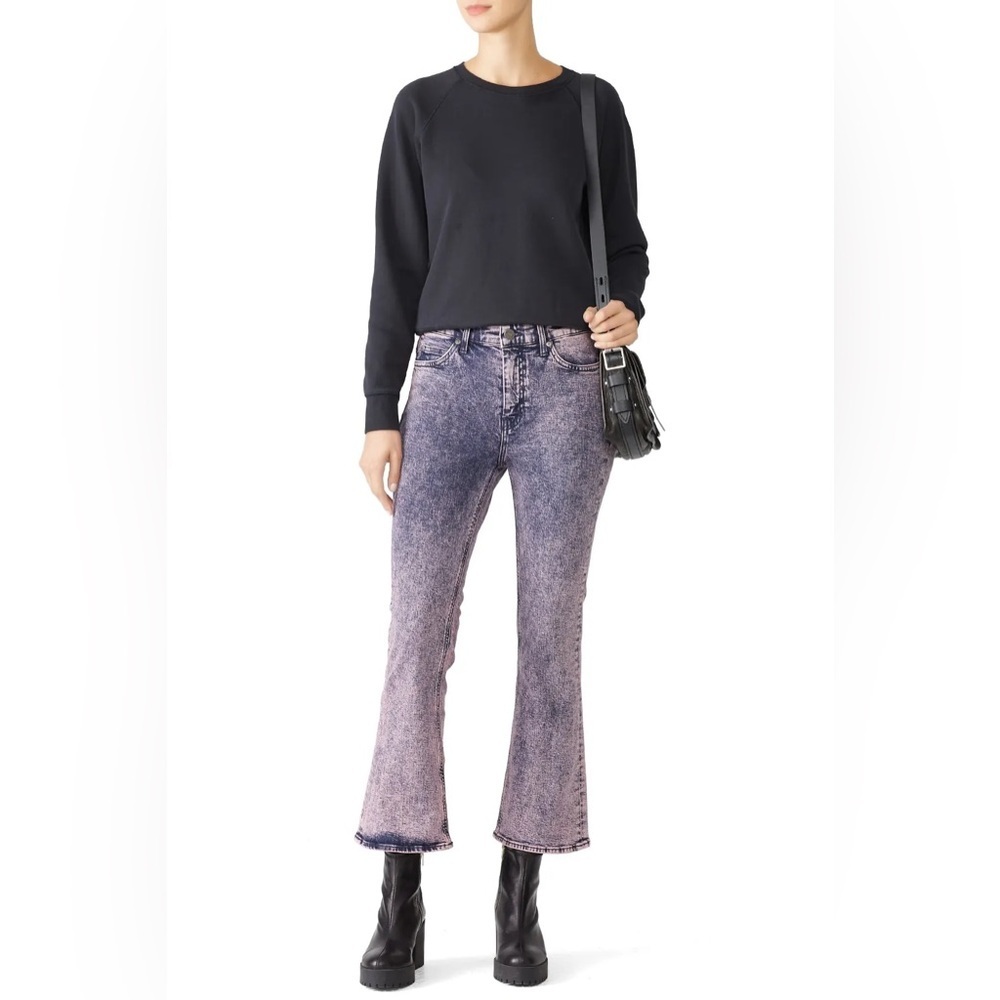 M.i.h. Anthropologie Marty Fluffy Pink Acid Wash Cropped Flare Jeans 32